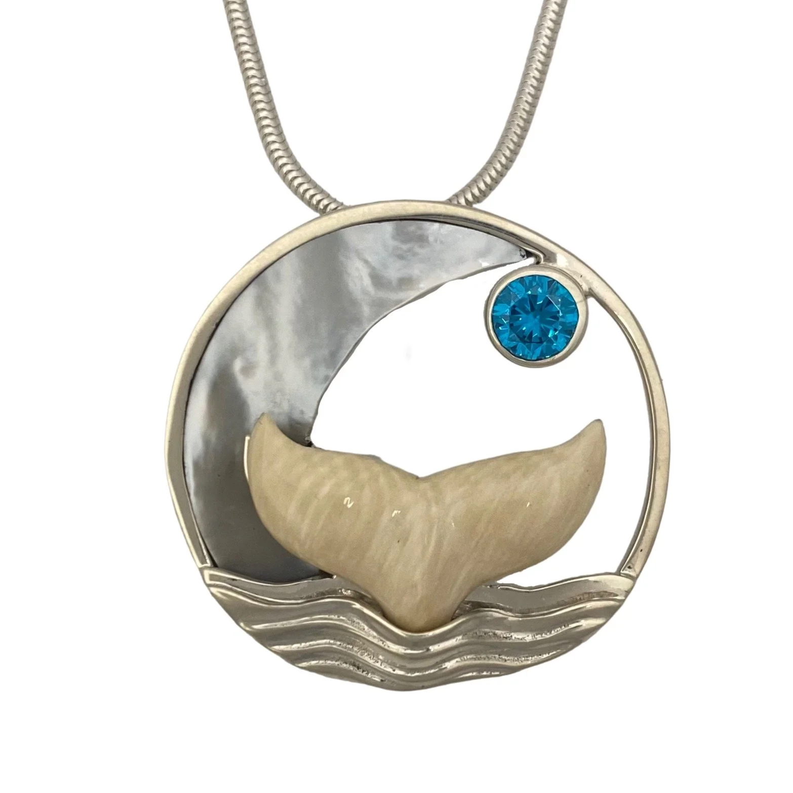 Jenny Bryne .925 Fossilized Mammoth Moonrise Whale Pendant