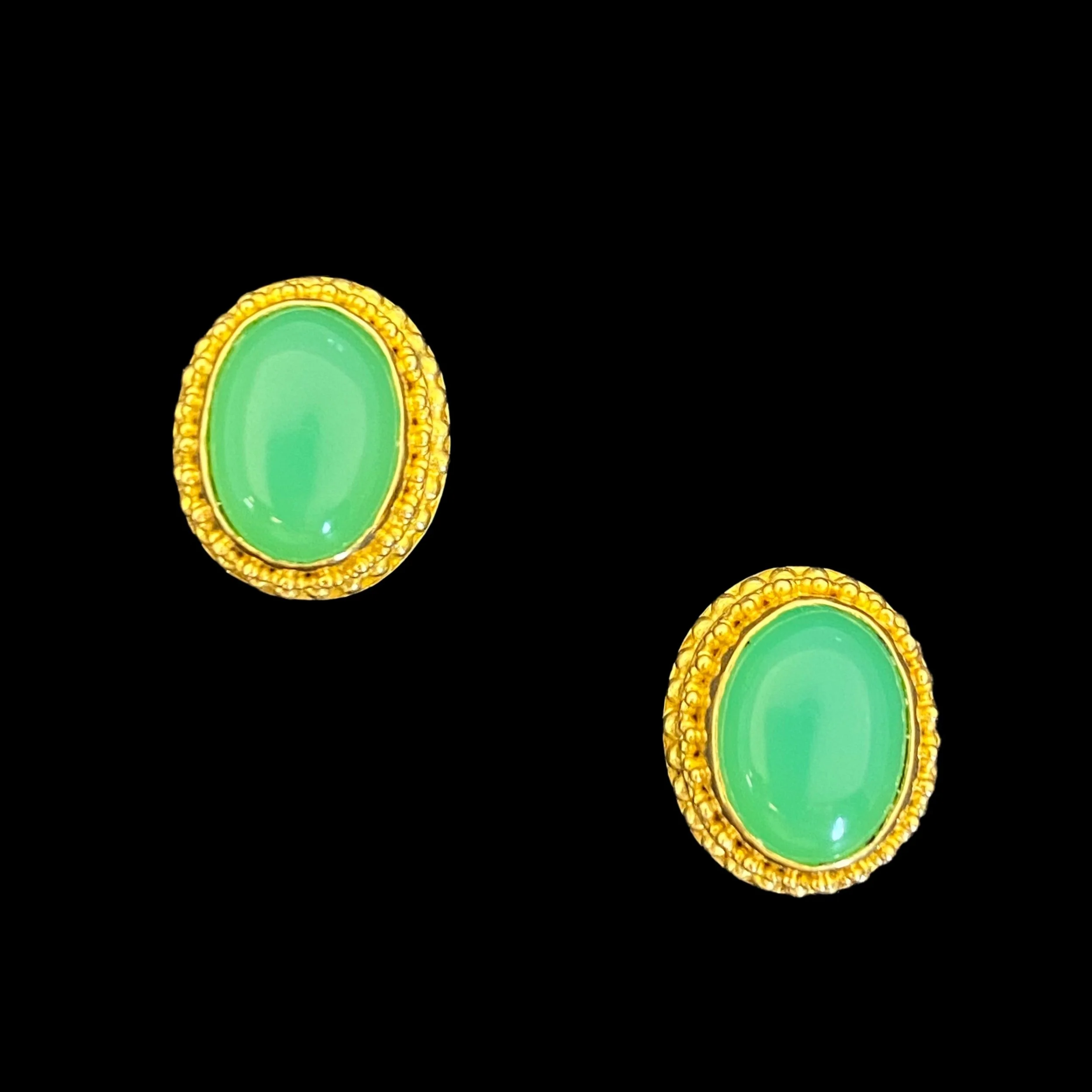 Jack Shargel 18k | 22k Chrysoprase Post Earrings