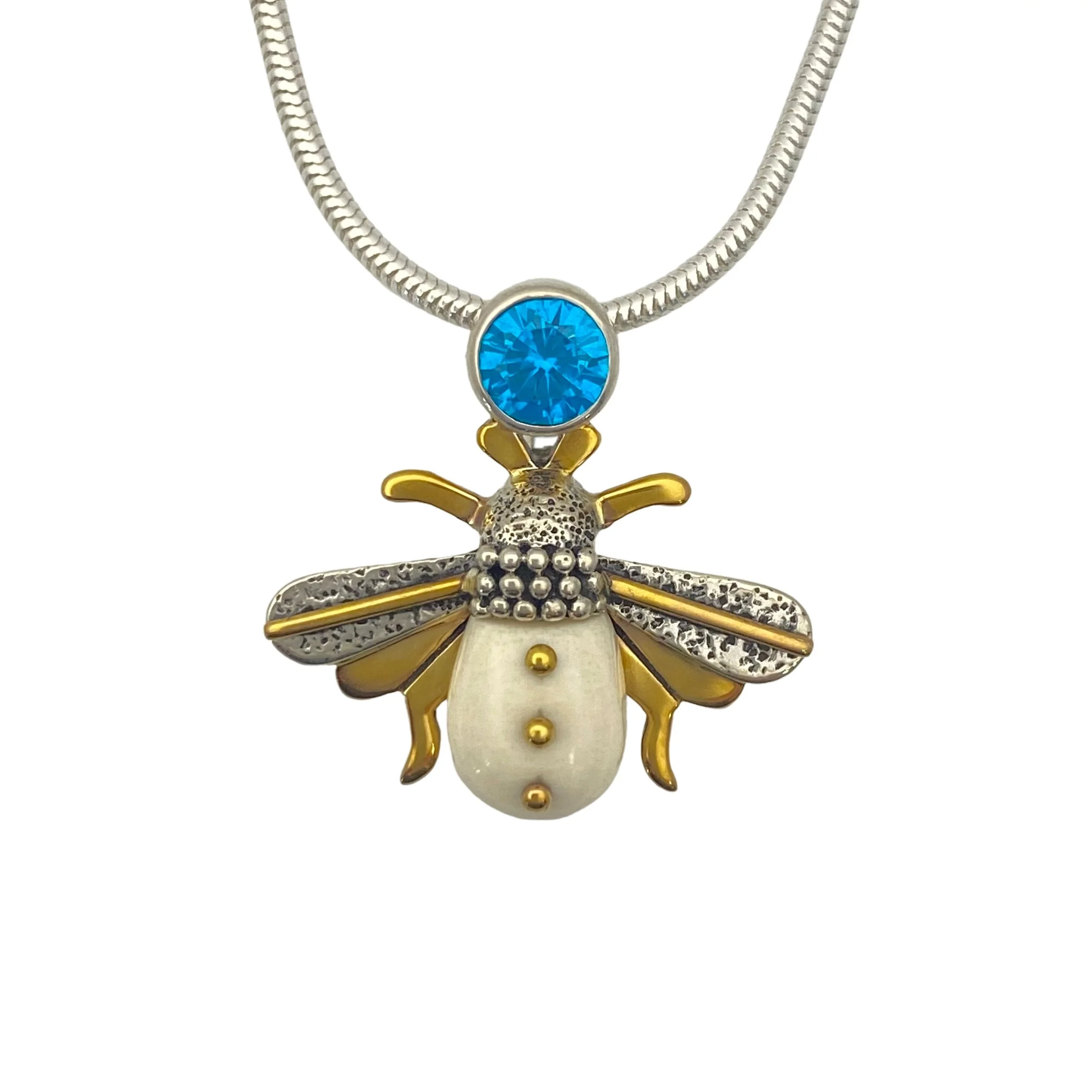 Jenny Bryne .925 "Blue Bee" Fossil Walrus Pendant