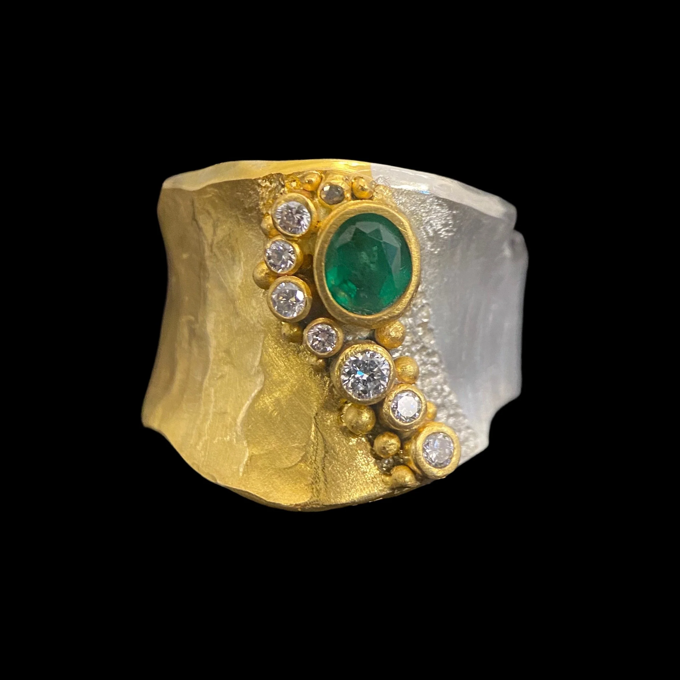 Rosario Garcia Platinum-Silver, 18kt Emerald Ring