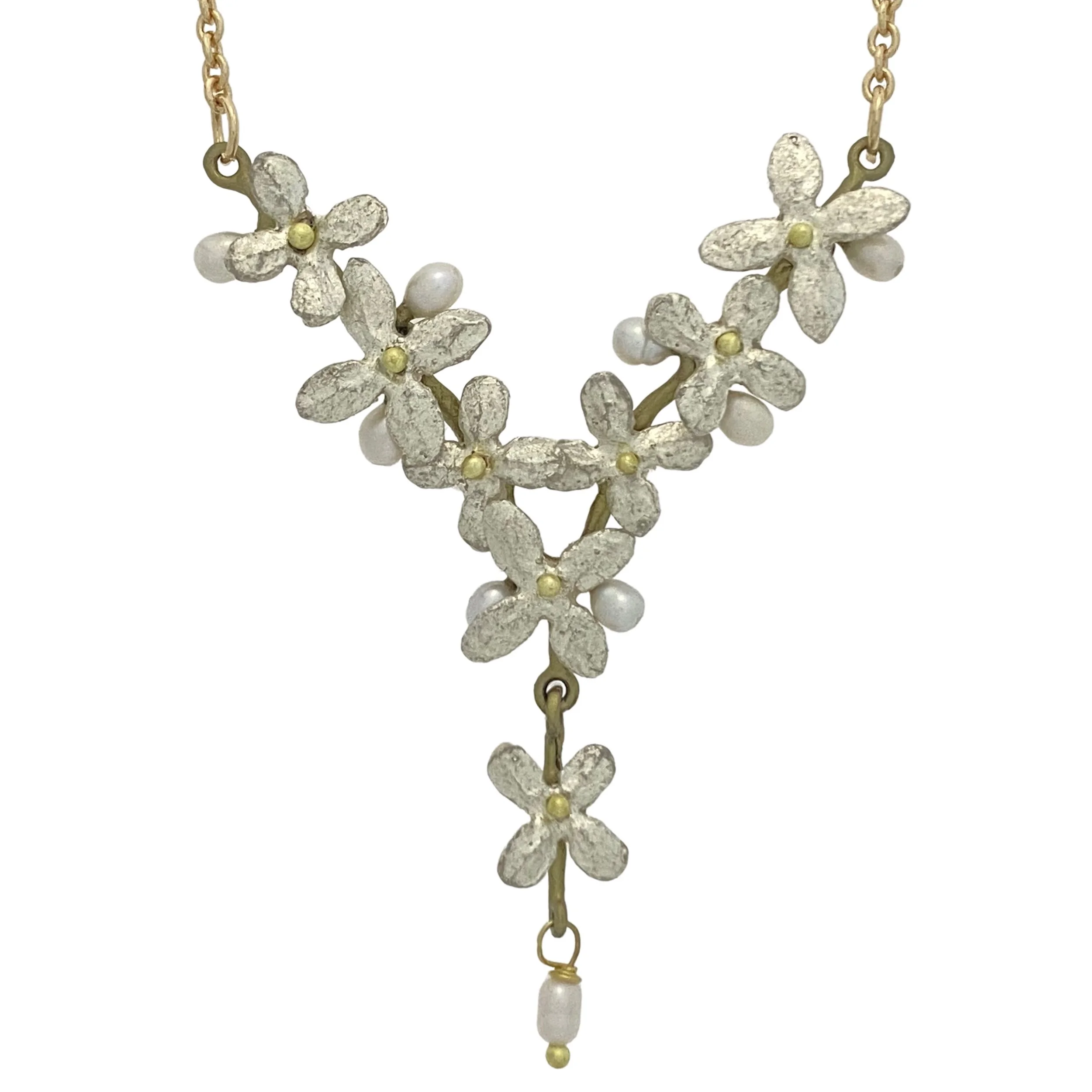 Michael Michaud White Hydrangea Dainty Necklace