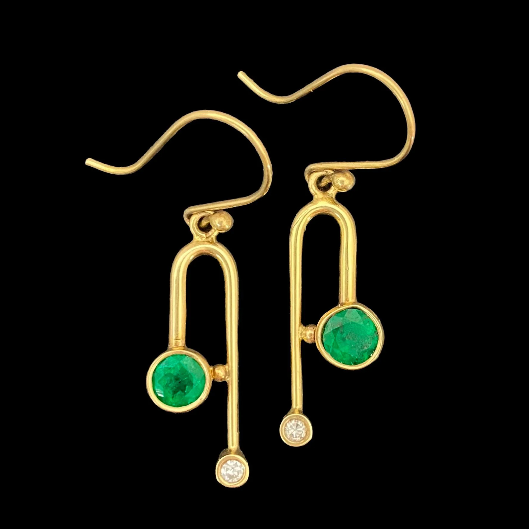 Flavio Guerre 14k Colombian Emerald and Diamond Earrings