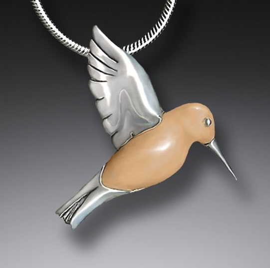 .925 Fossilized Walrus Hummingbird Pendant