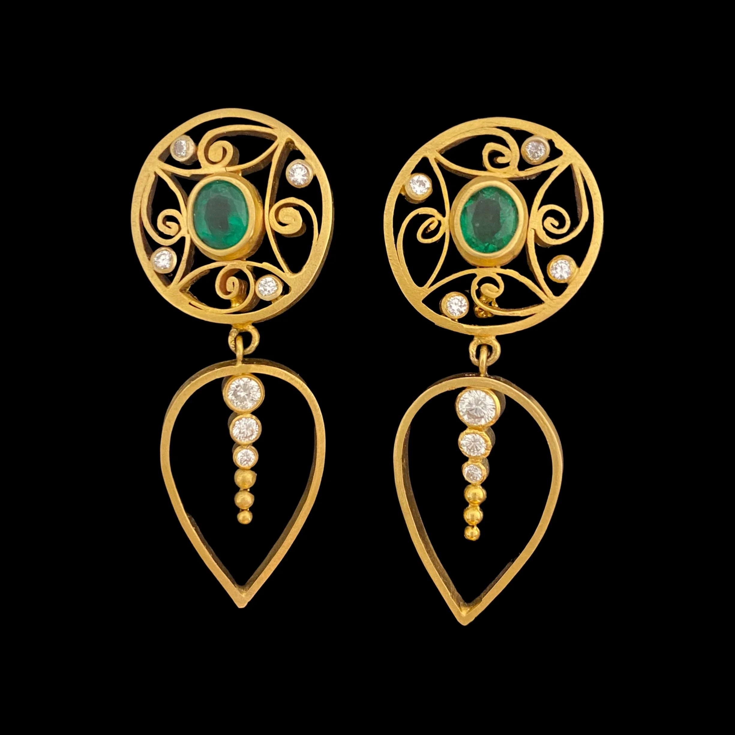 Rosario Garcia 18kt Emerald & Diamond Earrings
