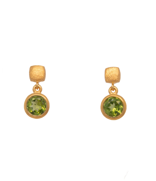 24kt Vermeil Peridot Cube Post Earrings