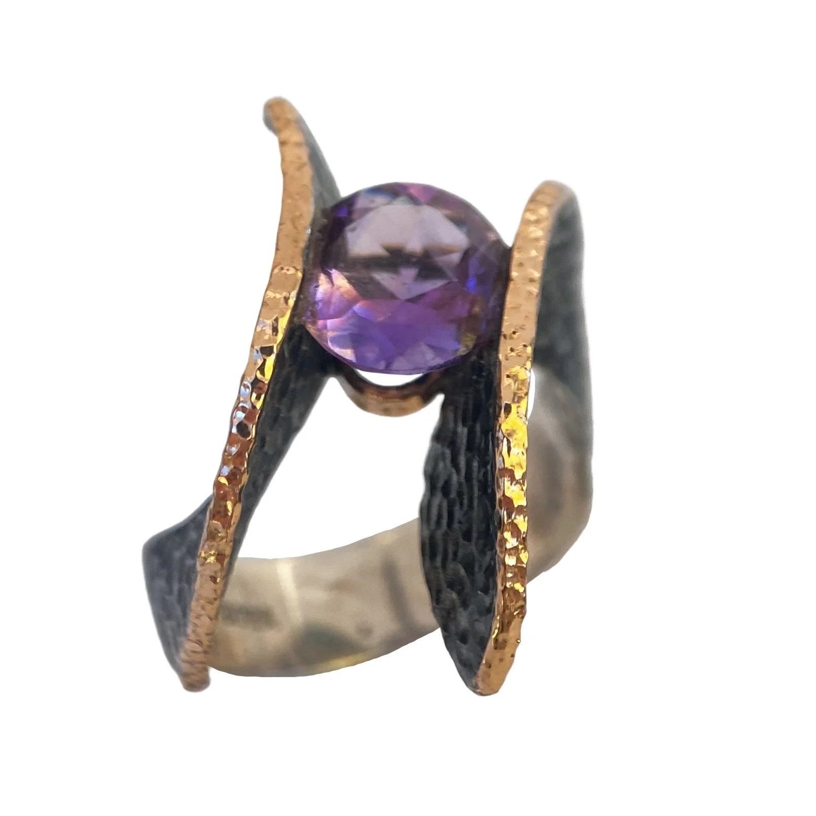 Bora Amethyst High Channel Waves Ring