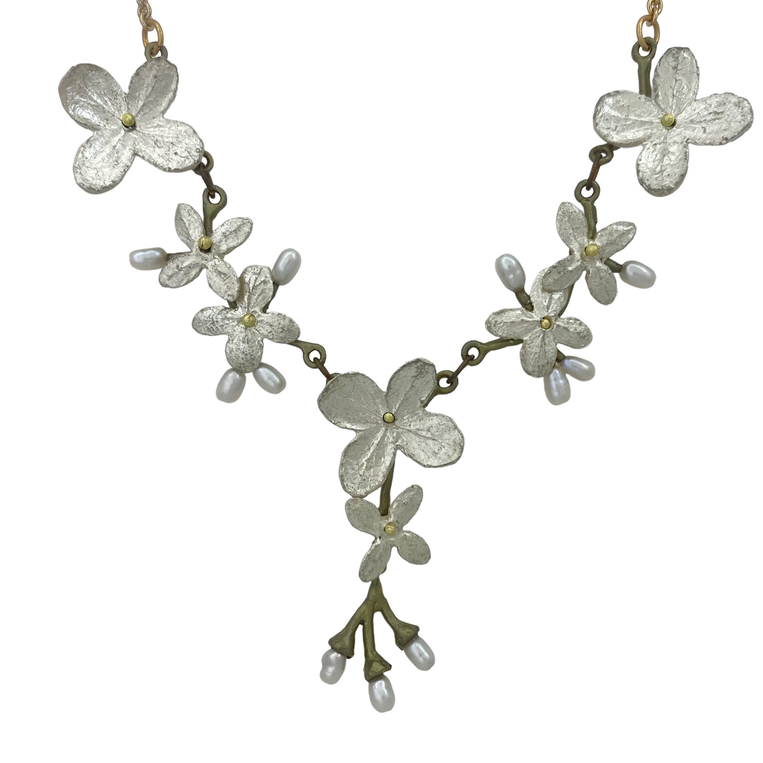 Michael Michaud White Hydrangea Necklace