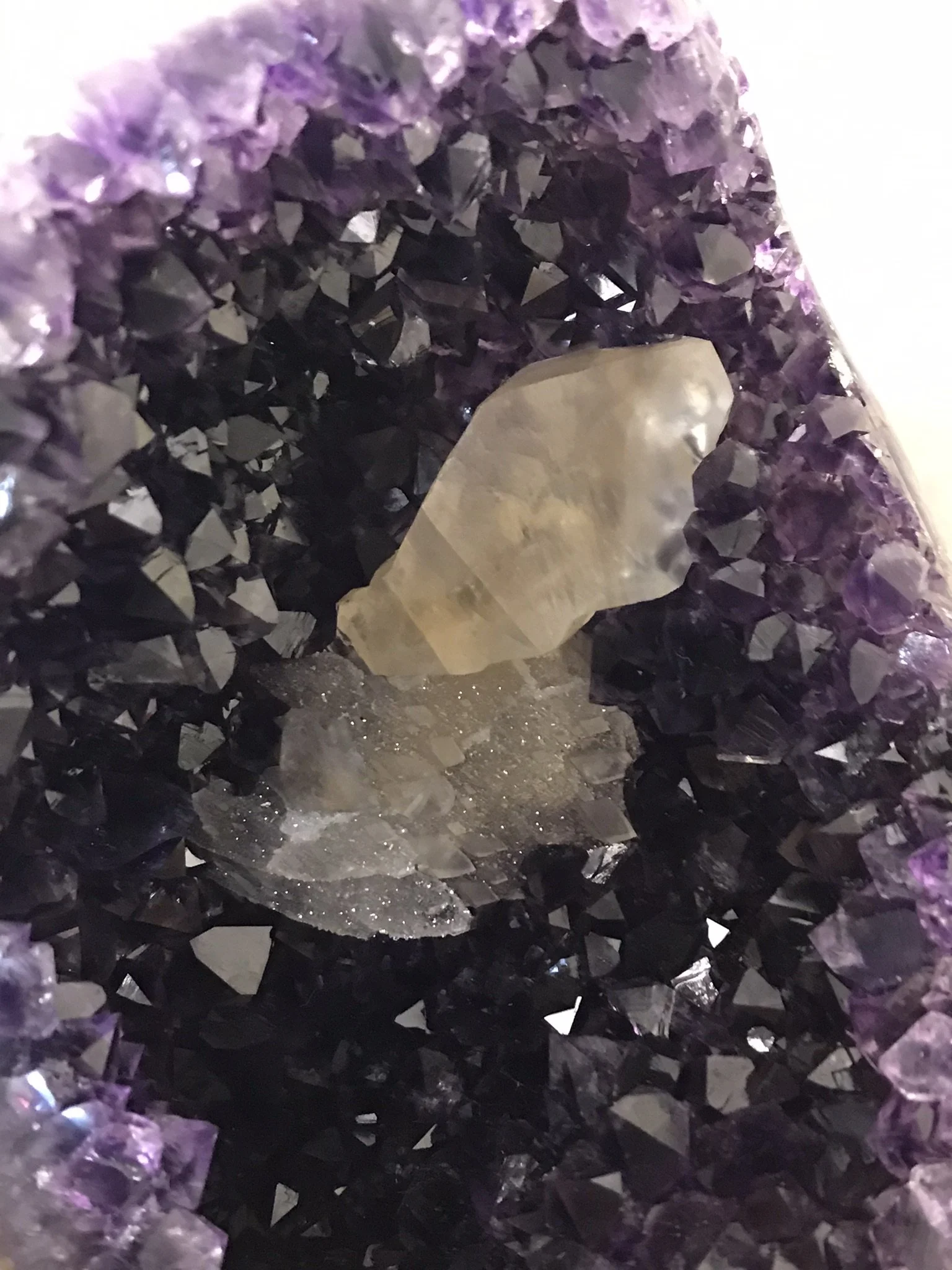 Amethyst with Calcite Crystal in Stand (Brazil)
