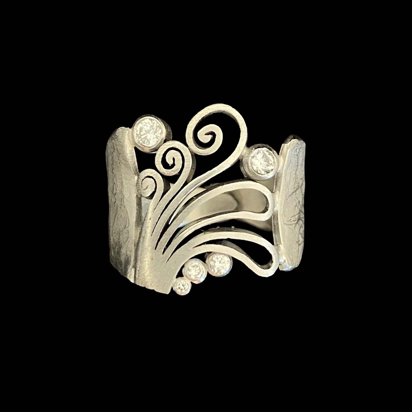 Rosario Garcia Platinum-Silver Diamond Ring