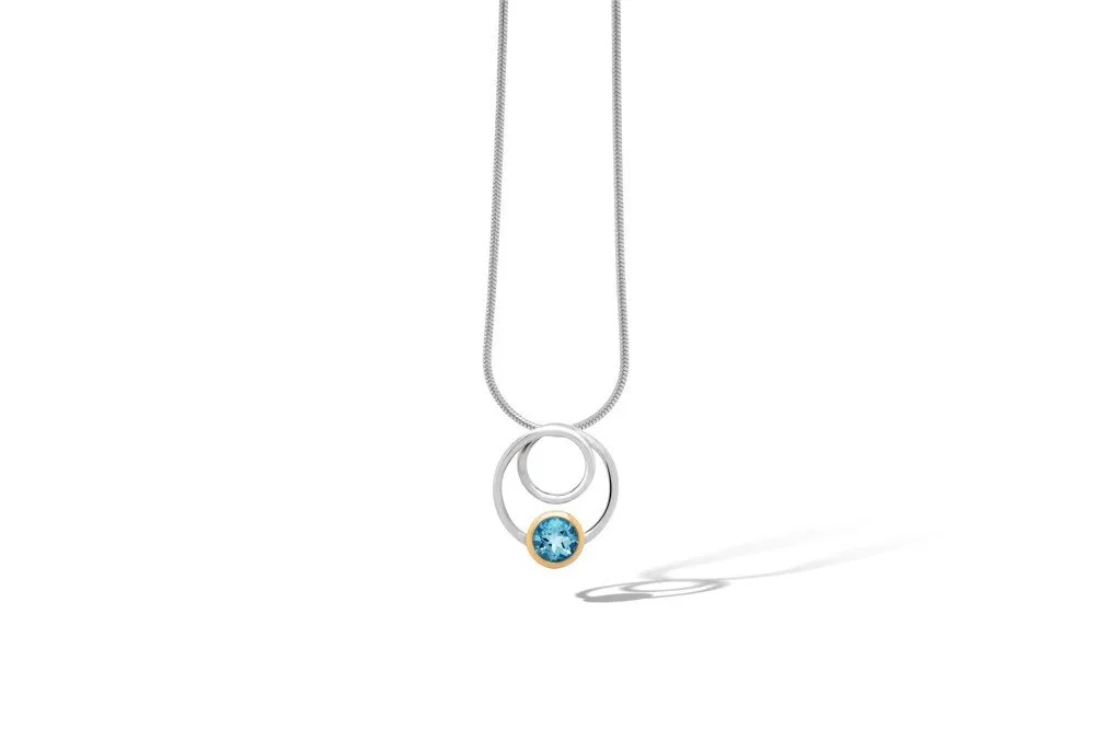 .925 Circles Blue Topaz Pendant