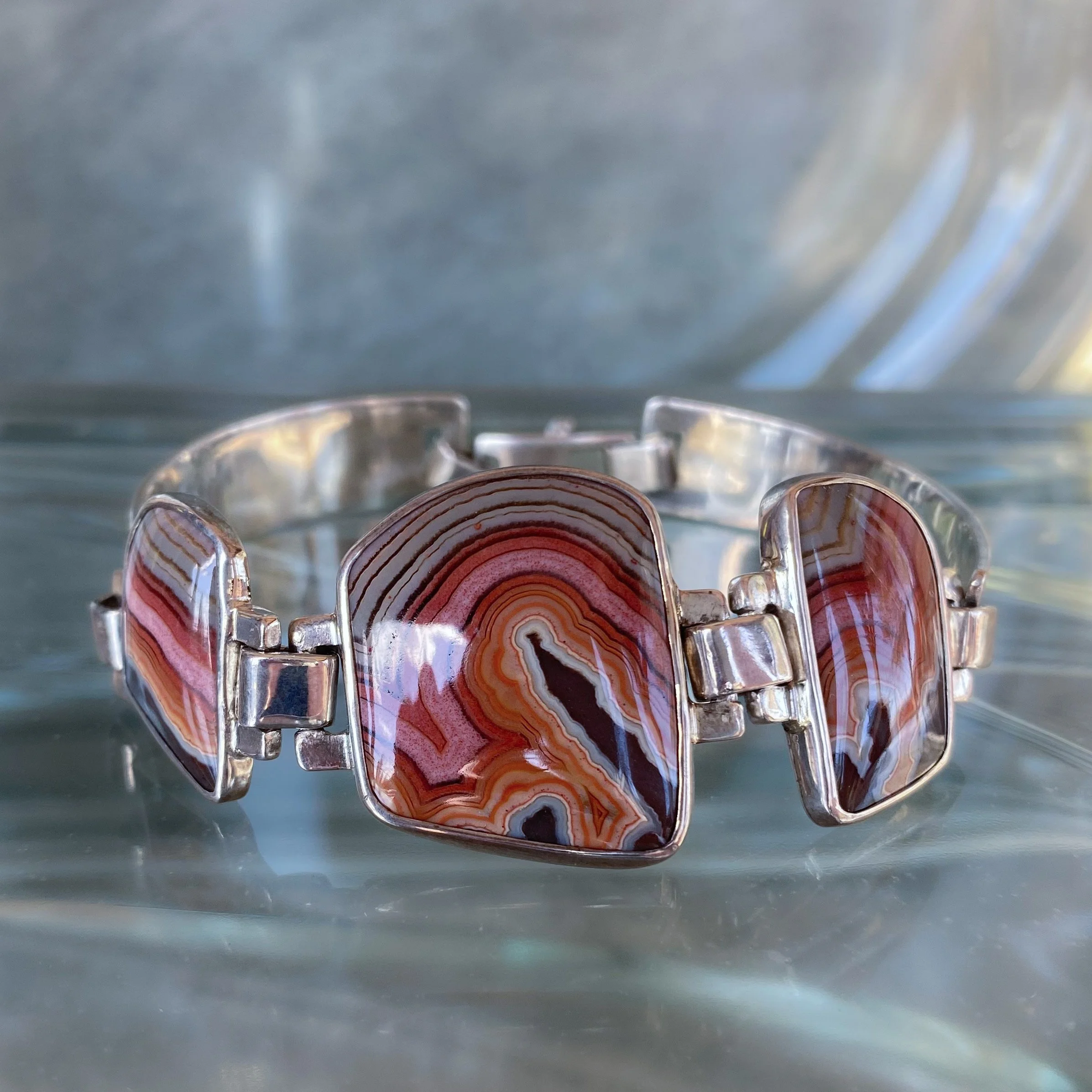 Jan Daggett .925 Montana Dryhead Agate Cuff Bracelet
