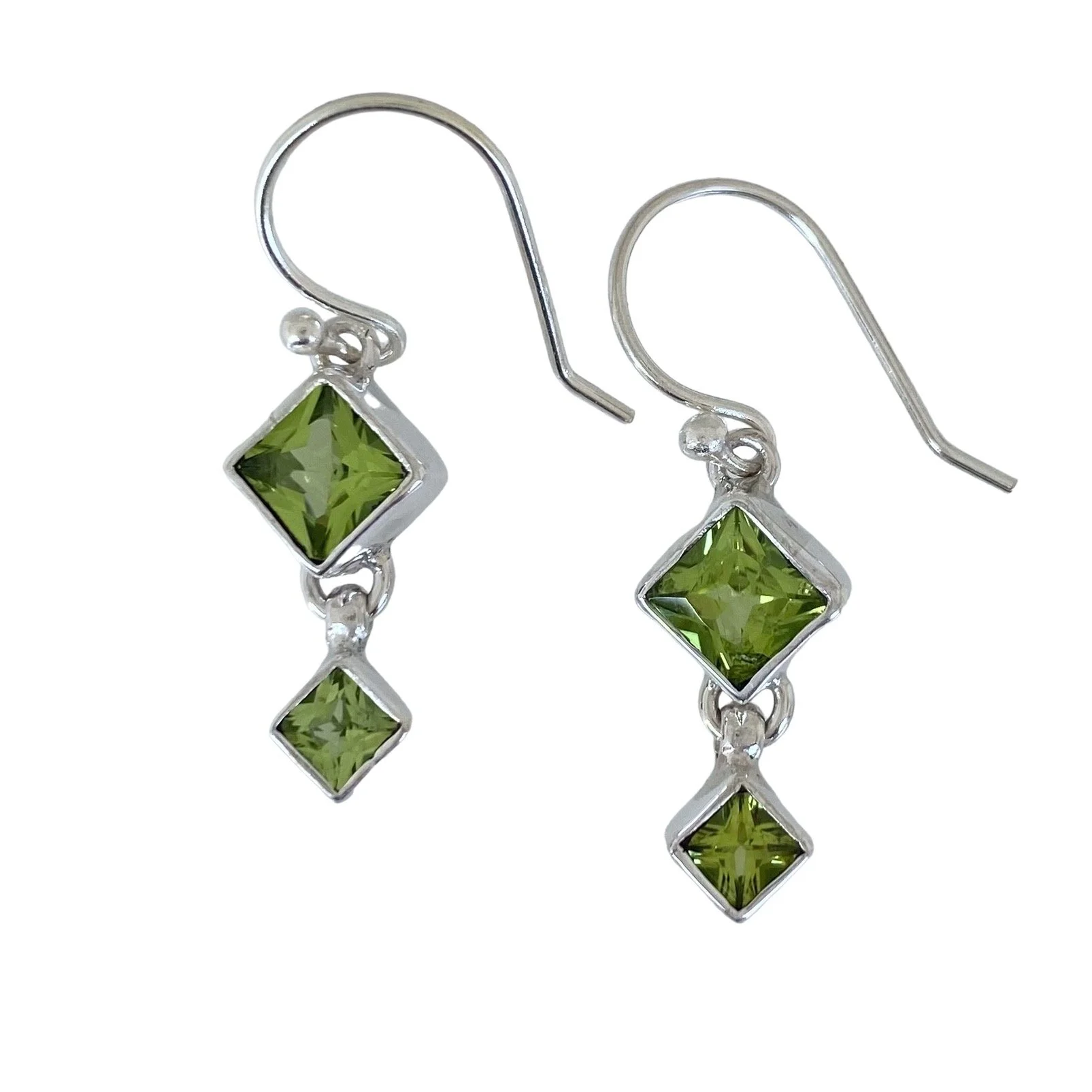 Antoinette Cleoni .925 Double Peridot Dangle Earrings