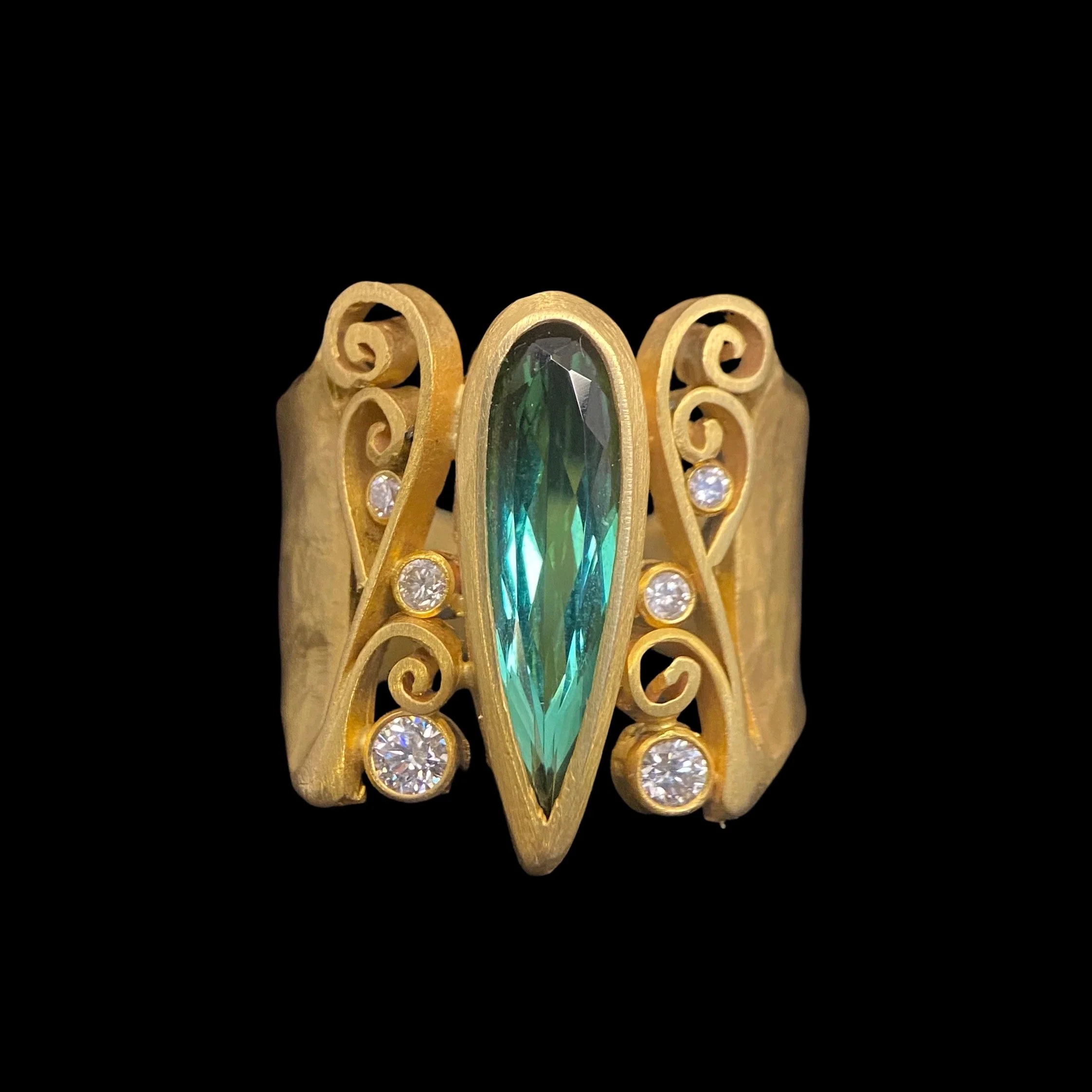 Rosario Garcia 18k Green Tourmaline & Diamond Ring