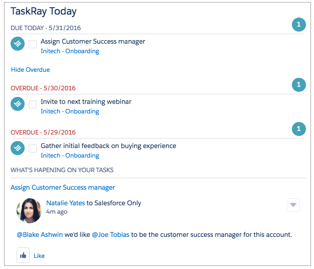TaskRay Today Inbox for Your Home Page