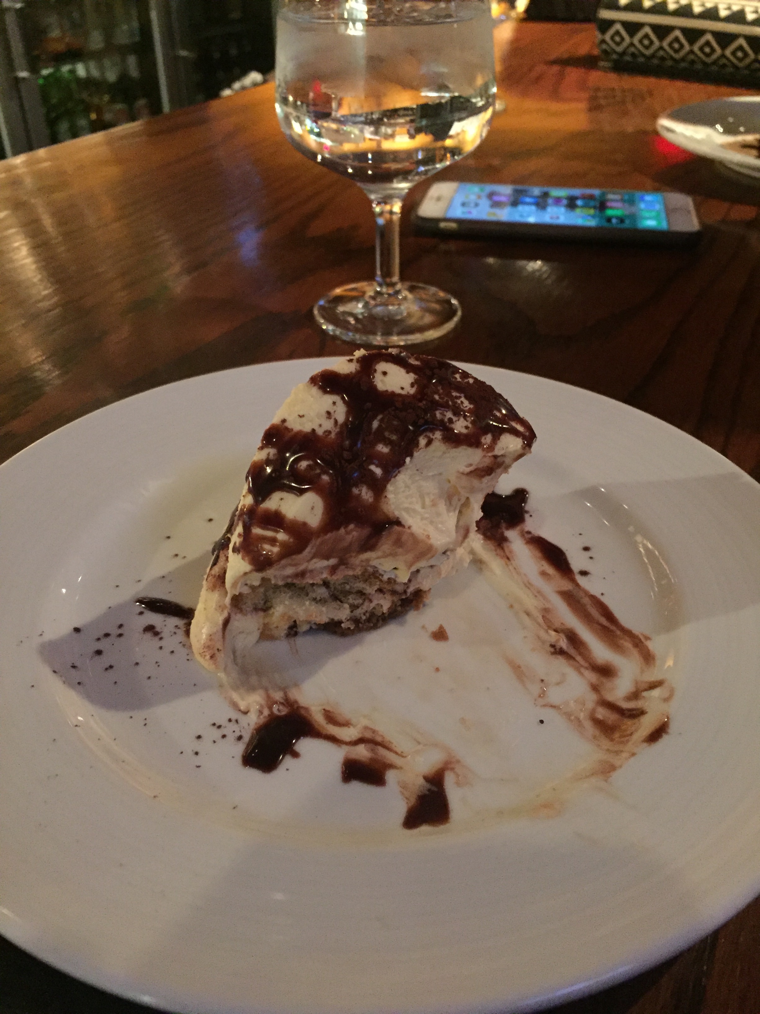 We weren't quick enough to get a picture of this tiramisu before it was half devoured. Angelina Italian Bistro makes GREAT dessert. 