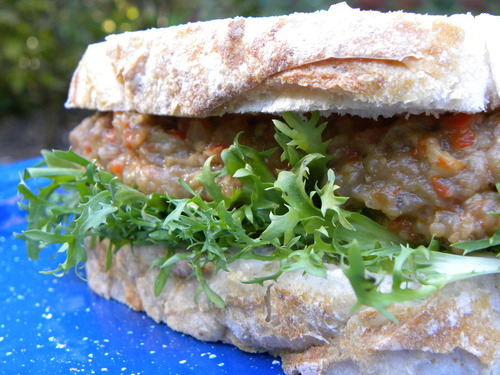 Eggplant & Red Pepper Sandwich