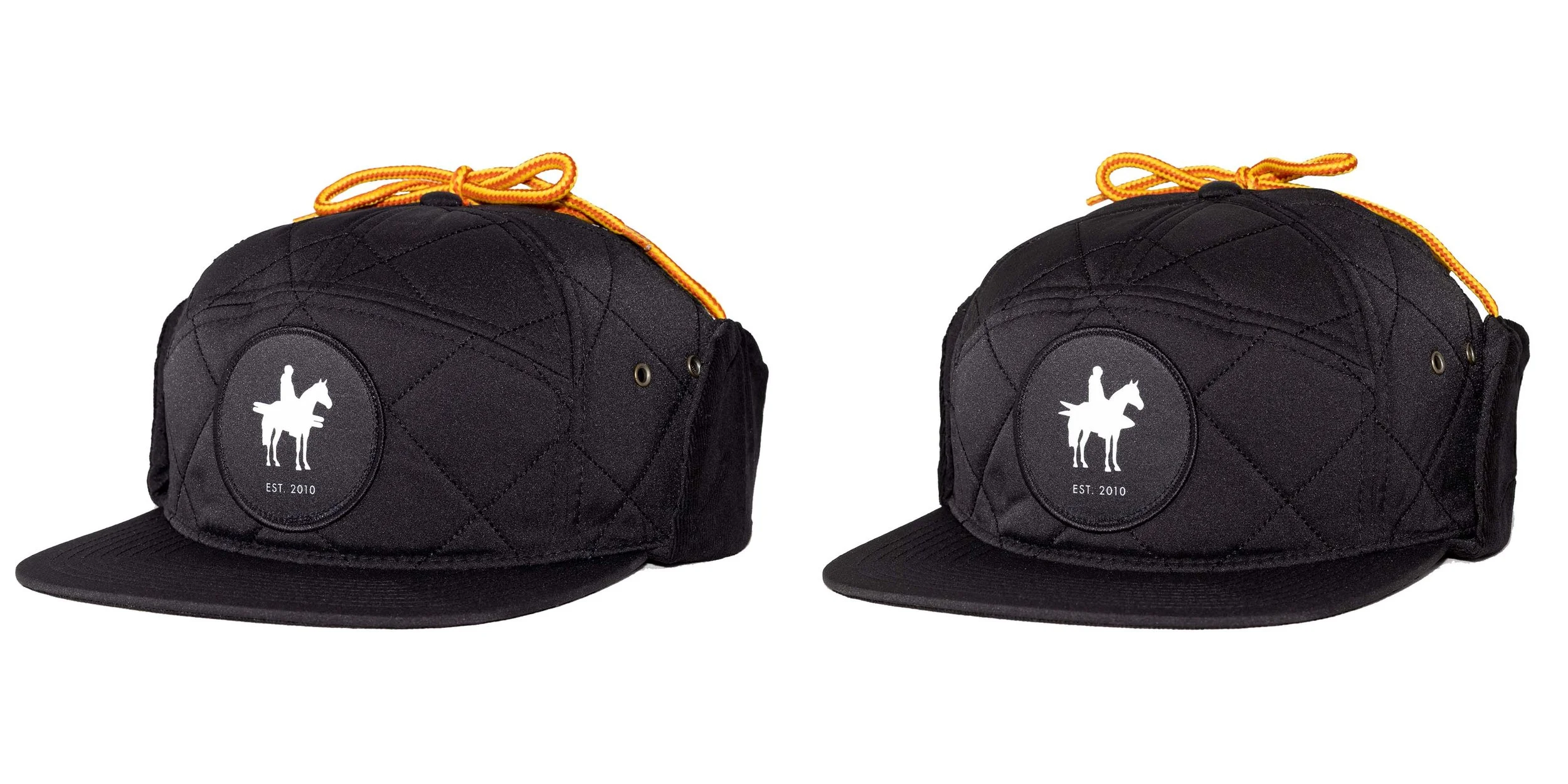 QUILTED 7-PANEL HAT W/ EAR FLAPS AND STRAPBACK