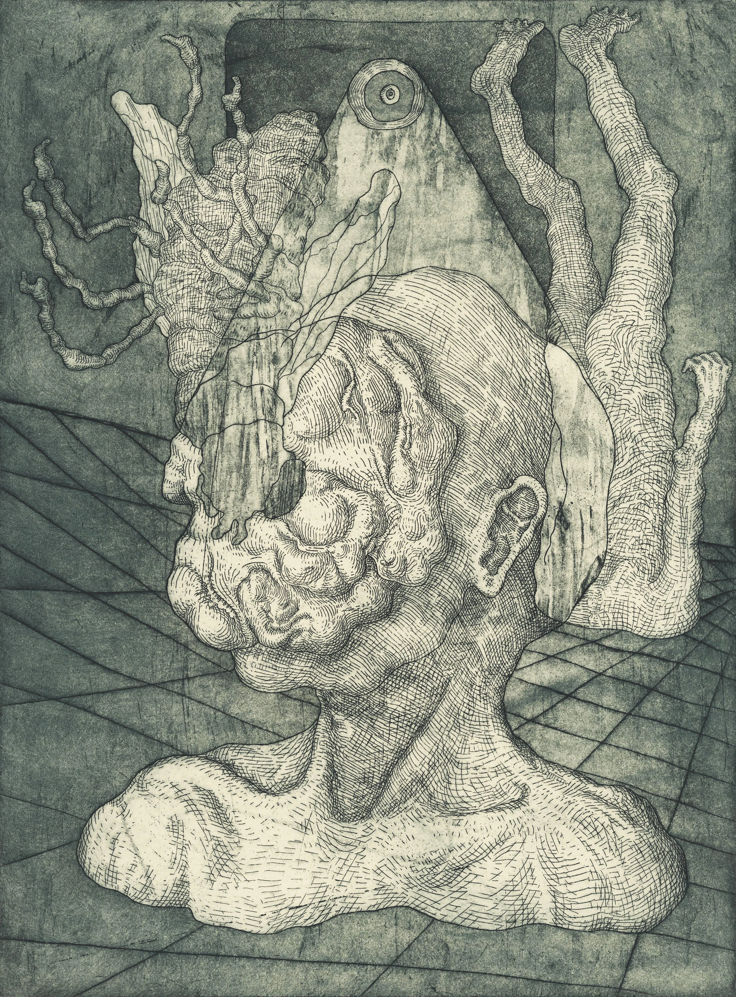 Camera Phone, etching, 2016