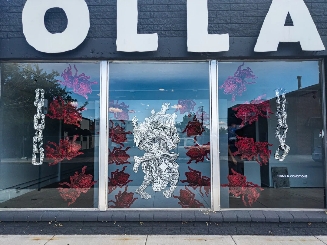  A large-scale woodcut print on paper is a printmaking technique where an image is carved into a block of wood and then inked and pressed onto paper. The size of the print is considered "large-scale" if it is larger than the average print size, typic