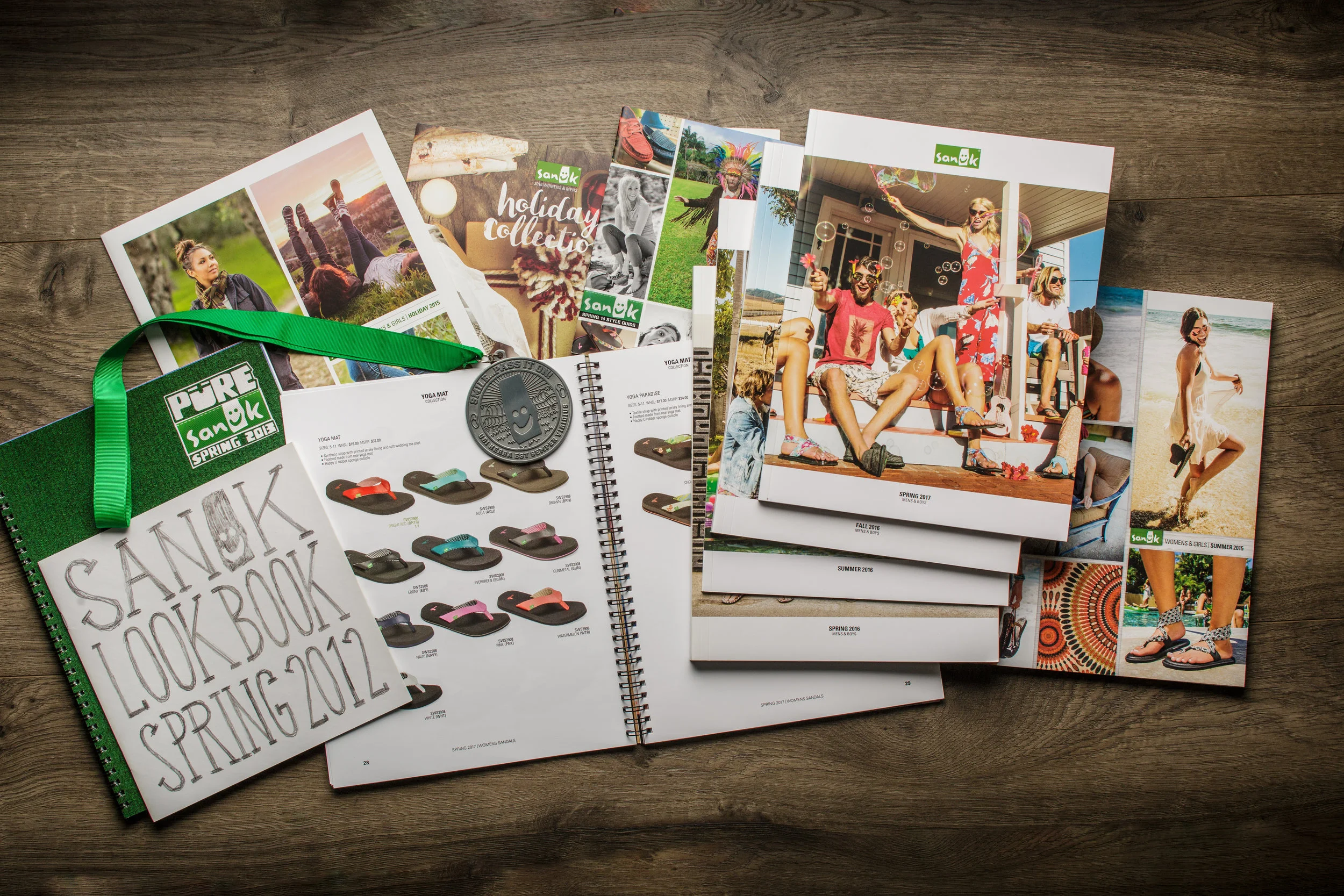 Sanuk Footwear It started in 2011 with printing their Spring Look Book. We are still going strong producing and delivering catalogs, brochures and promotional items. 