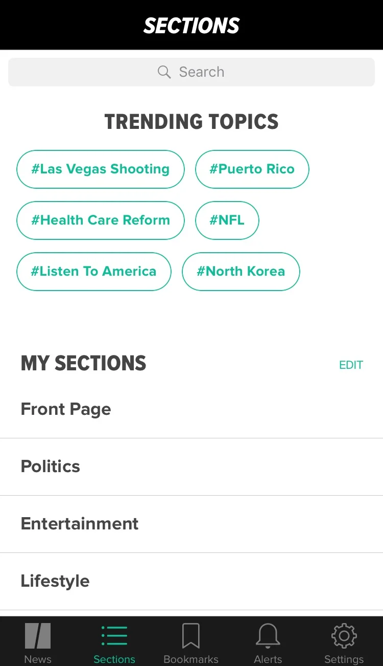 I showed how other tabs would look if we incorporated a horizontally scrolling section on the News tab.