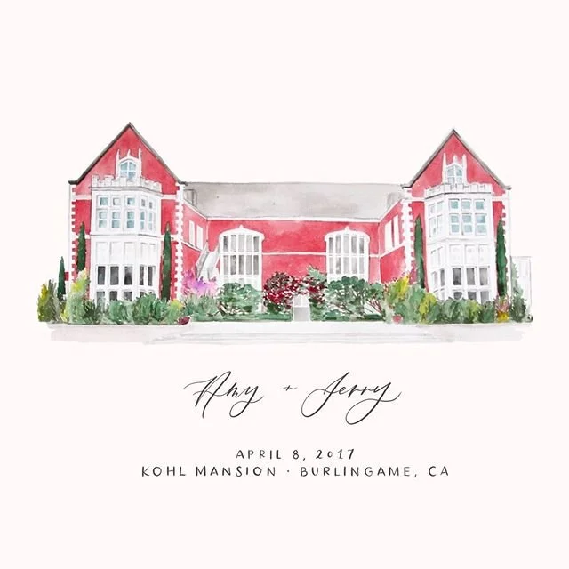 Happy 3 year anniversary to my cuzzo @amynehc and @jerrylee97 ❤️ I loved painting this beautiful venue almost as much as I enjoyed being a part of their big day 💕