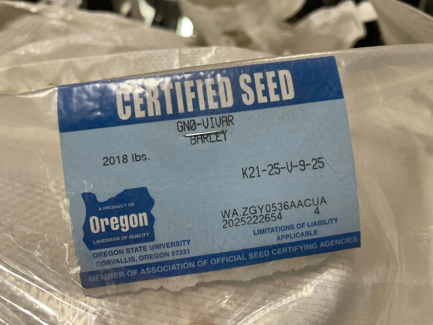 🌾 New (to us) Barley Variety Alert! 🚨
We just planted Vivar, a 2-row winter barley bred and researched at Oregon State University through their world-class barley breeding program.
Even better? It’s a non-GN variety (that means it produces