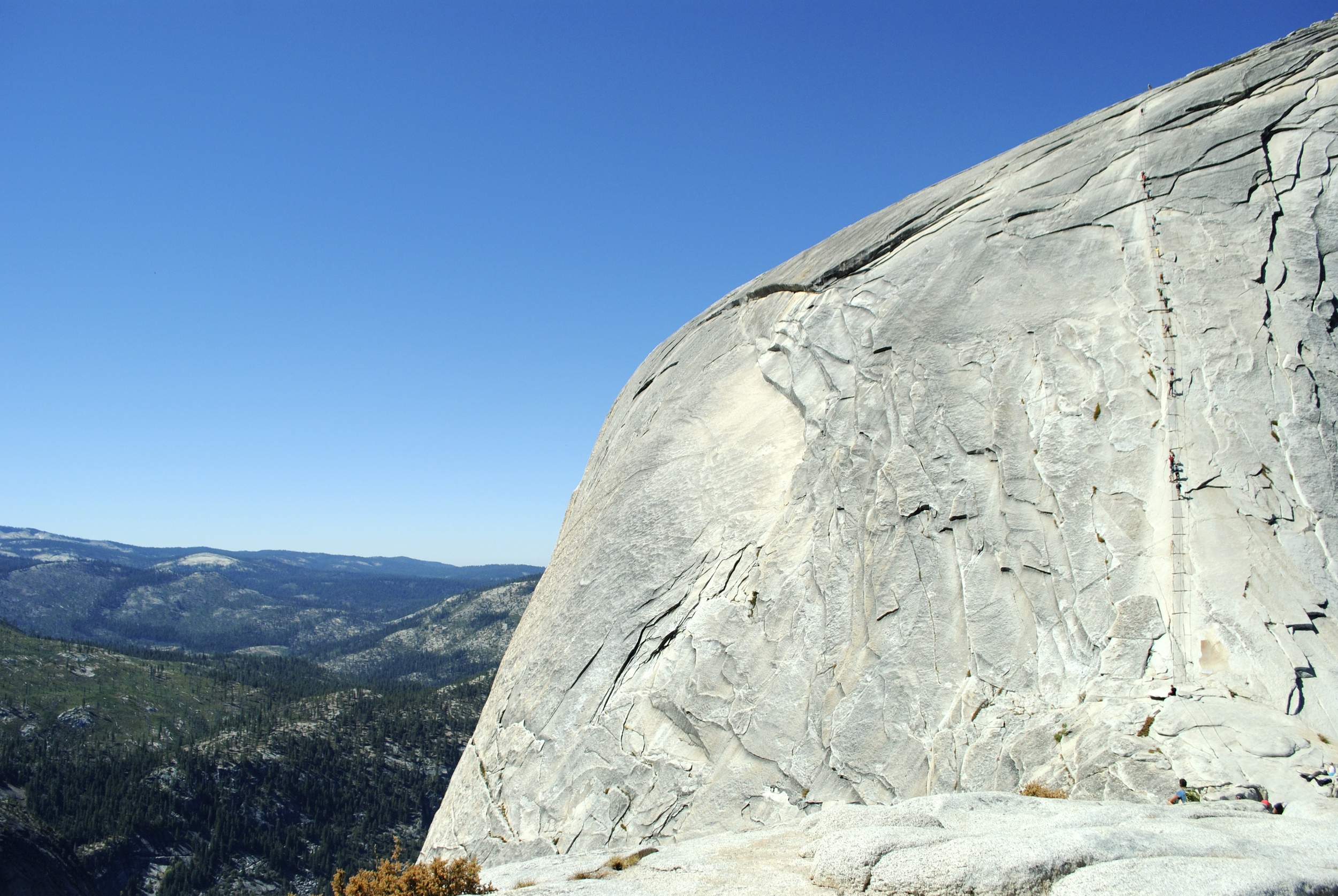 Reaching the cables at Half Dome, a truly intimidating experience.