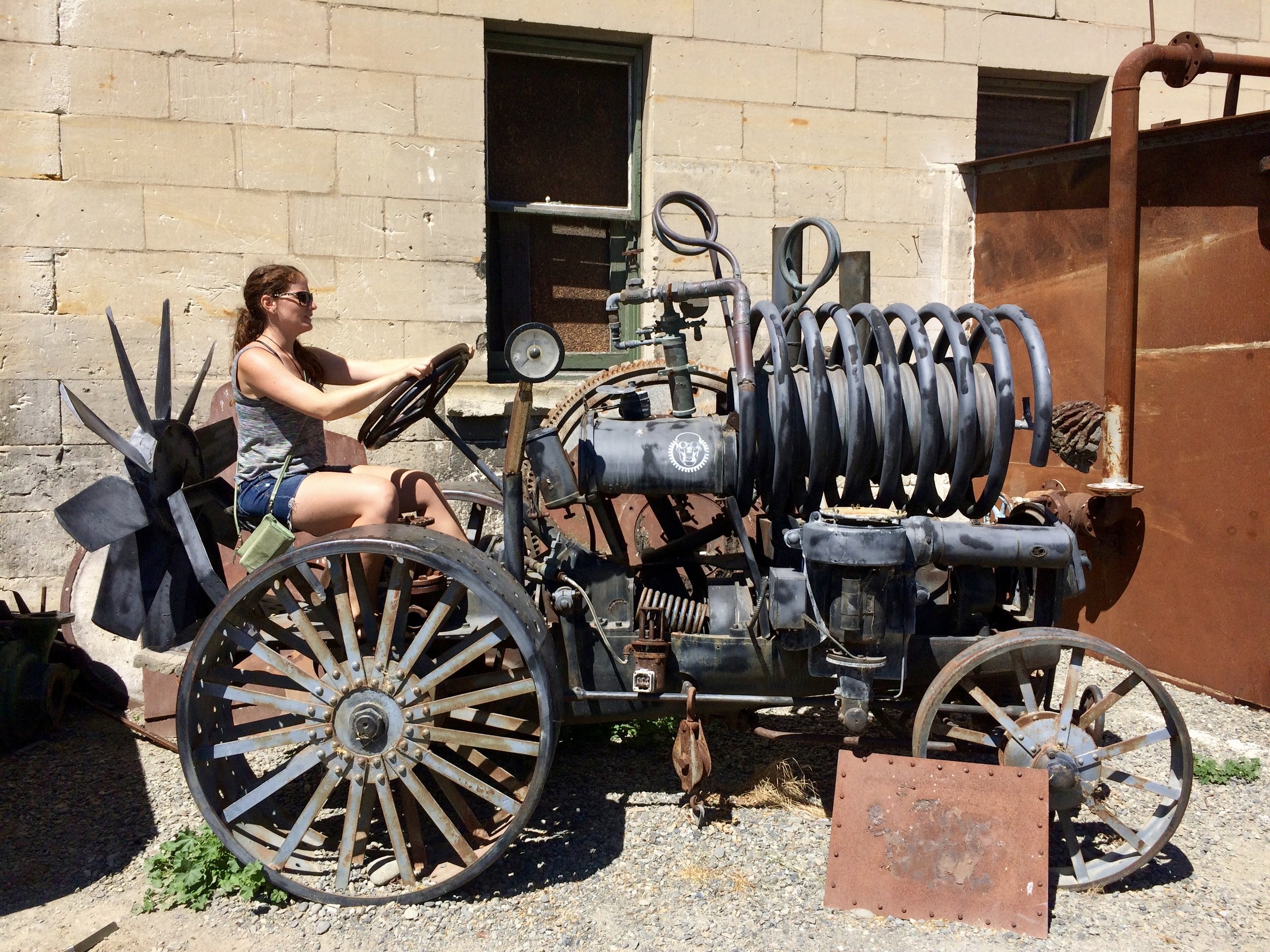 Test driving this contraption at the Steampunk HQ, Oamaru.