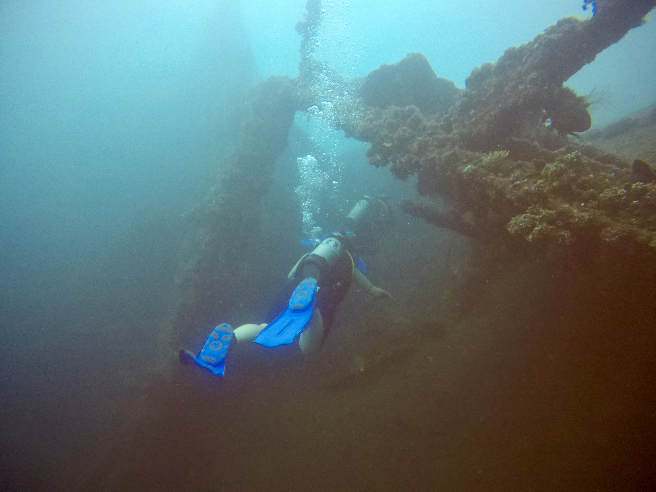 Shore diving the wreck at Tulamben.