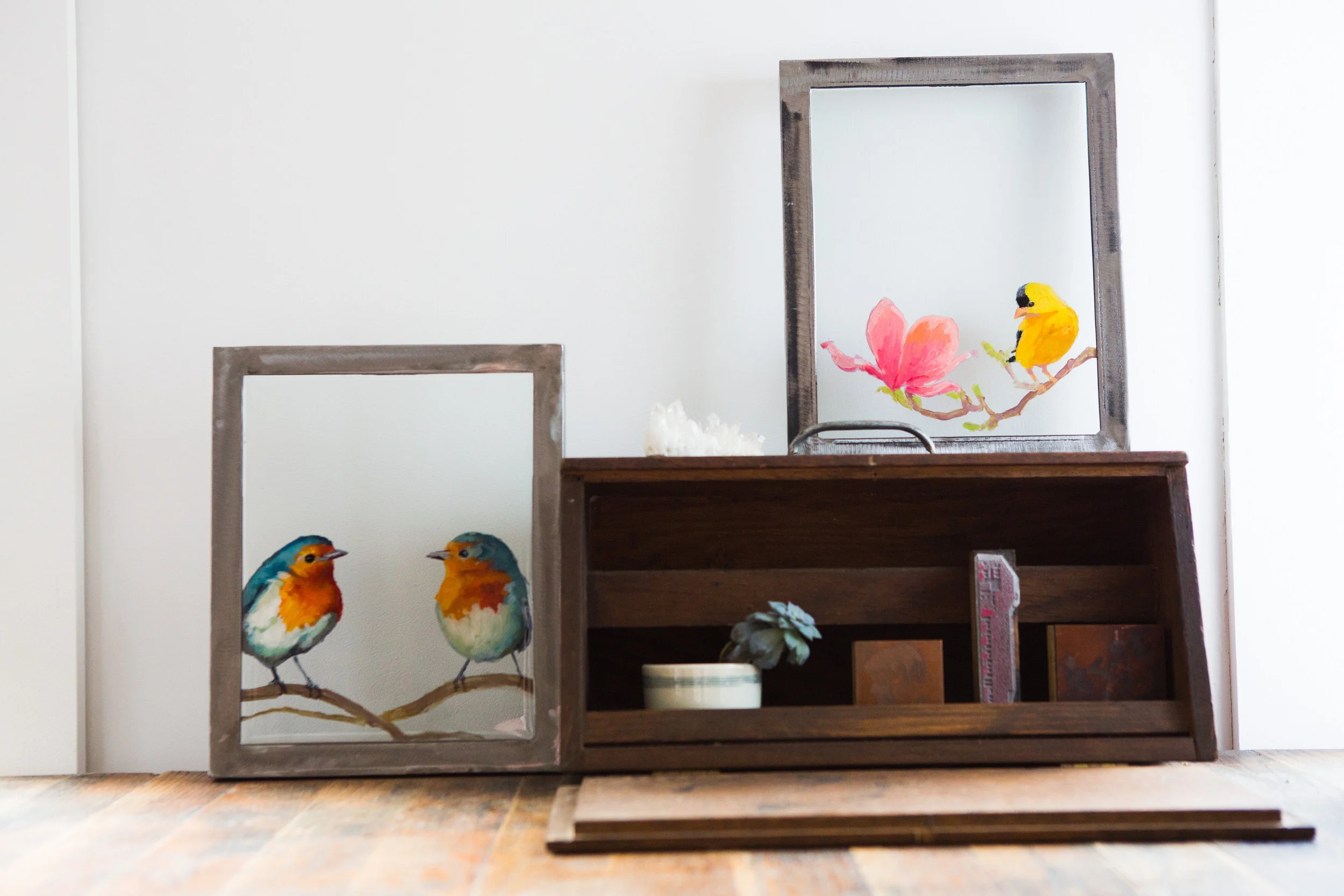 Birds on glass available in online store for purchase. photo by Joanna Chattman