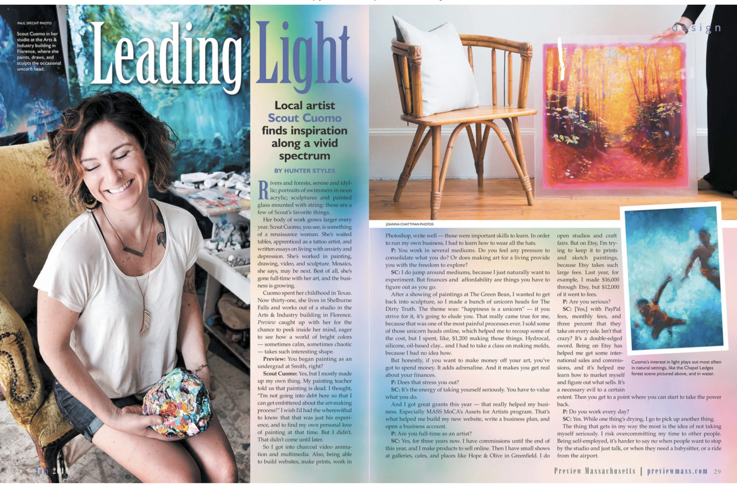 Scout Cuomo featured in Preview Magazine July 2016 . photo by Paul Specht