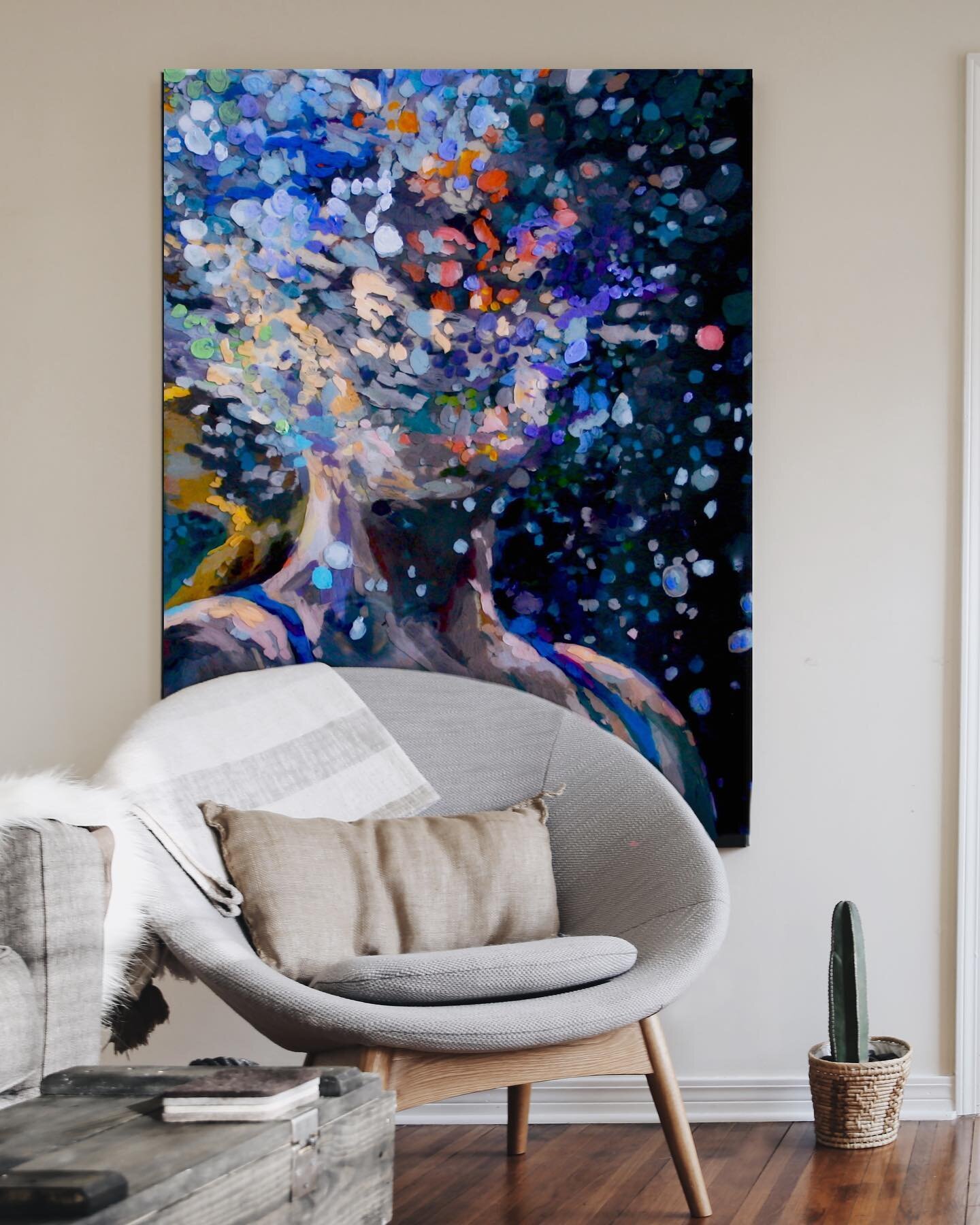 Hand-painted canvas prints are a large and in charge way to fill a space with fresh color. 

I spend a many hours making sure each piece is fused with action and brilliant color and even some crushed gemstones into the pigment to still carry a bit of