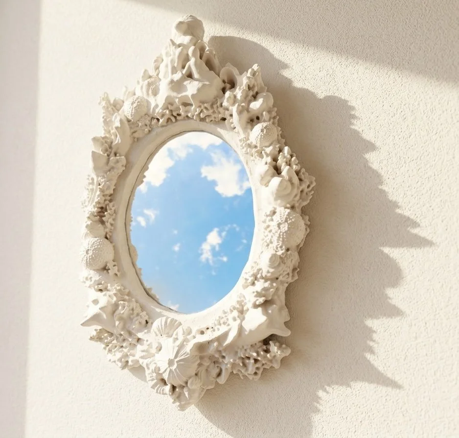 Sculptural ornate mirror made from recylced plastic.jpg