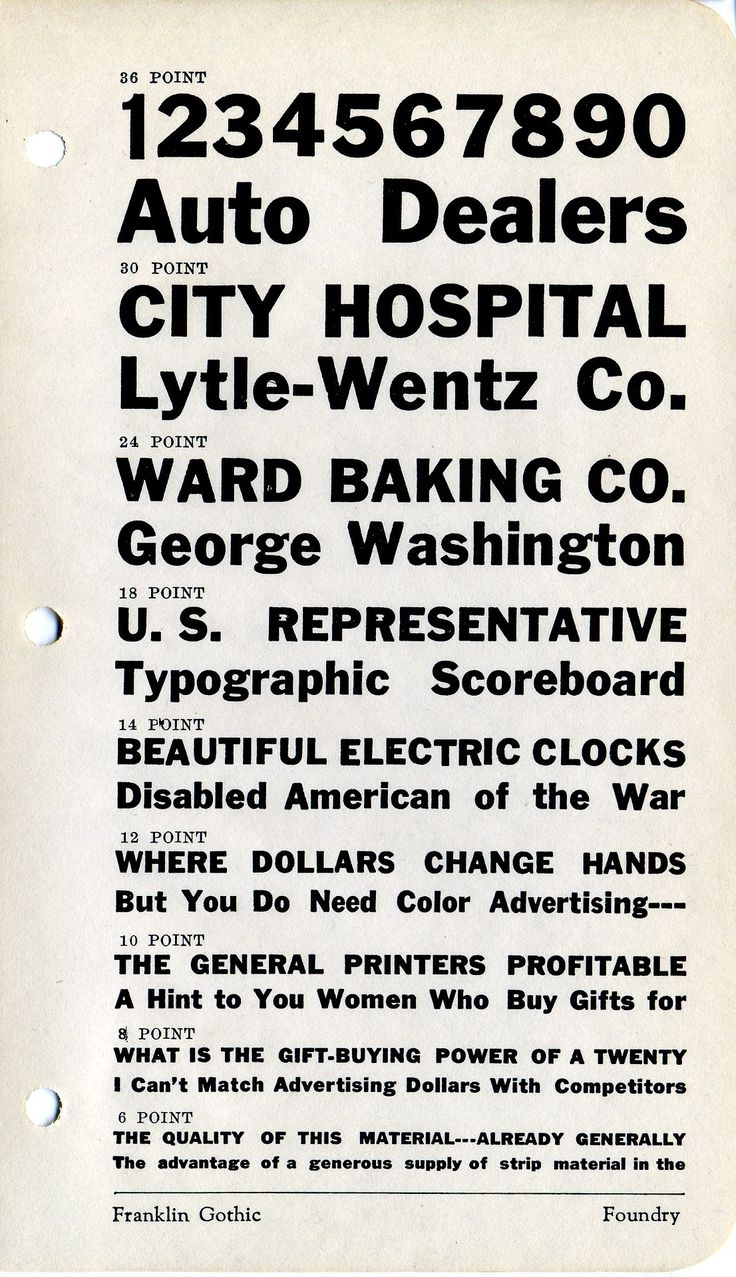 Franklin Gothic type specimen.