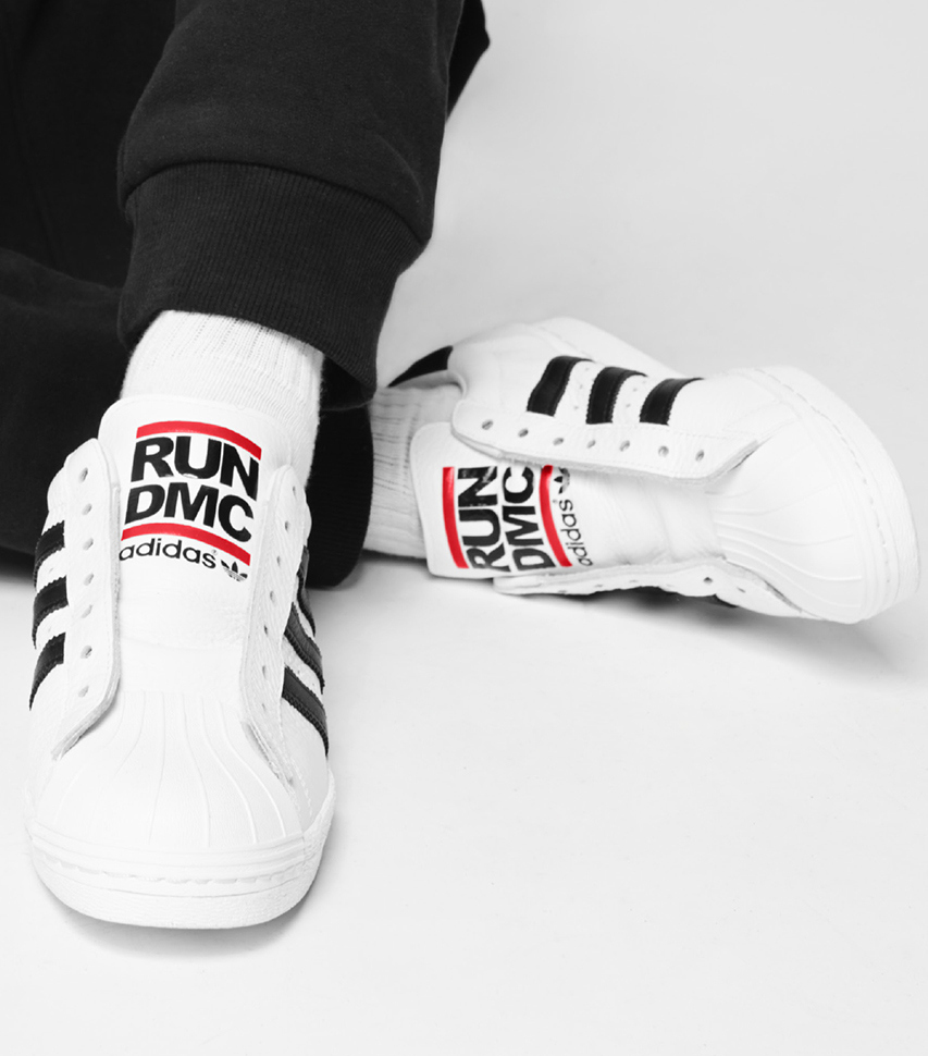 Nothing is more Run-DMC than unlaced Adidas shell-toes.