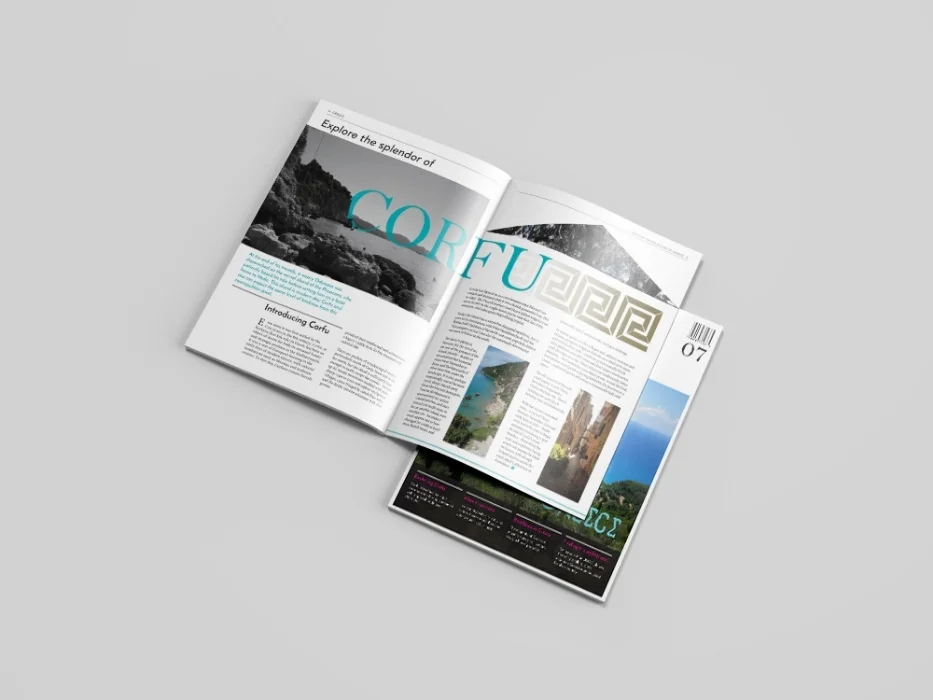 ESCAPE Travel magazine spread mockup