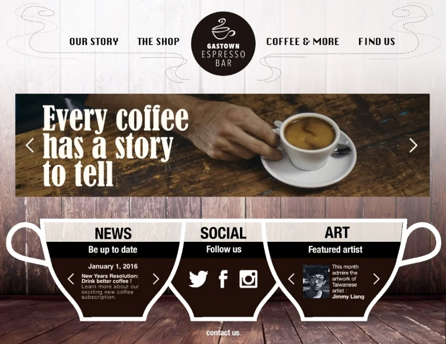 Gastown Espresso Bar website design