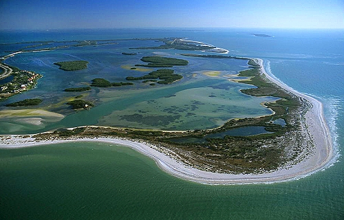  Aerial photo of Mullet Key, Tampa Bay, Florida, FL United States 