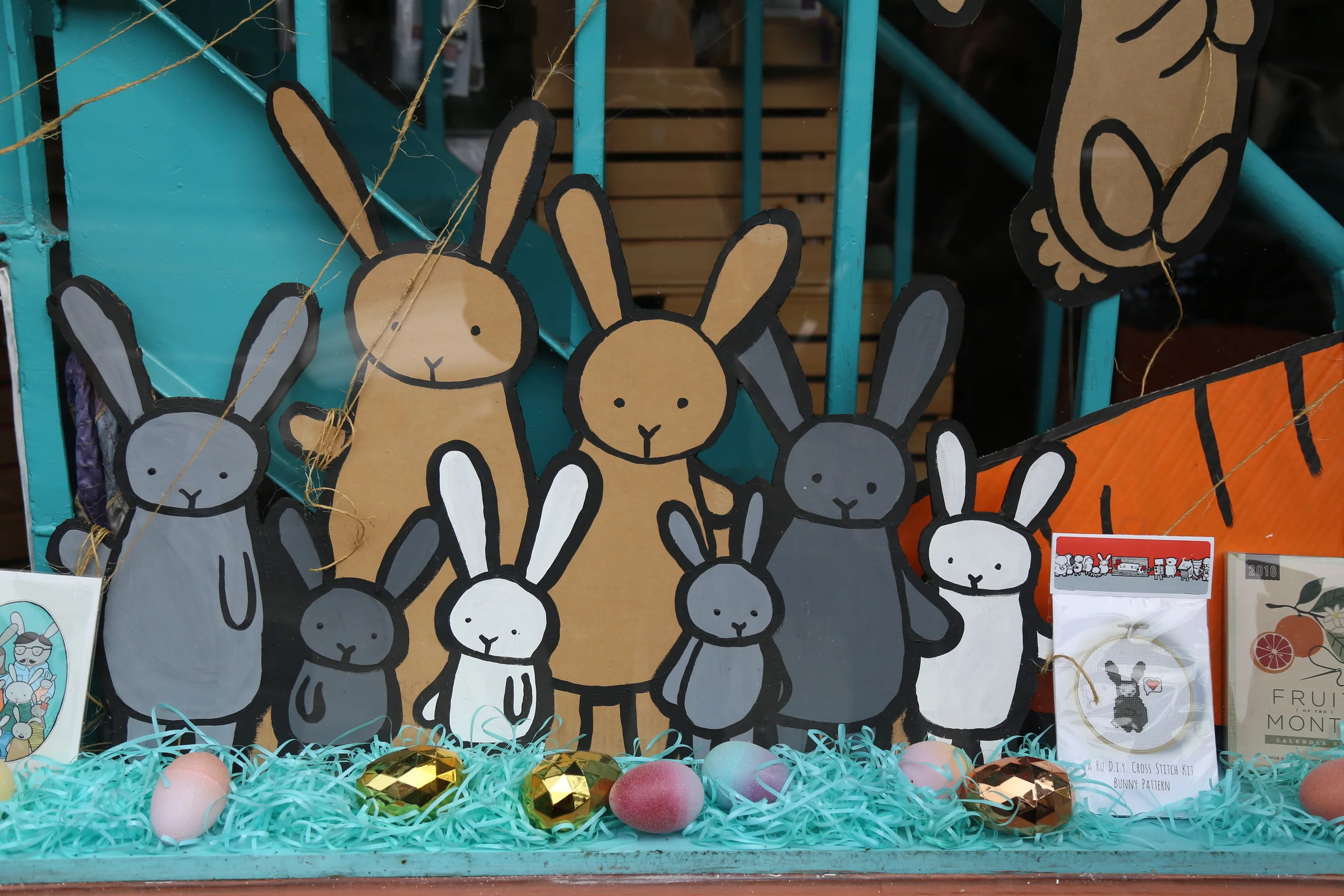 Friendly faces to welcome everyone to the Bunny Party.