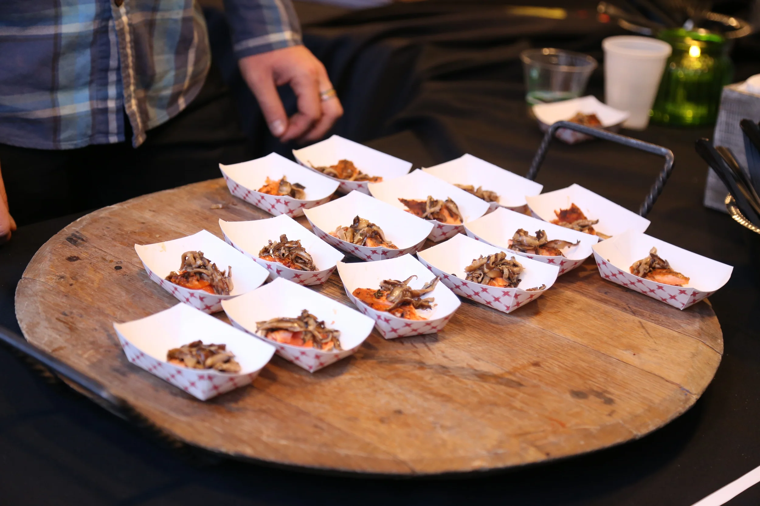 Etta's BBQ'd salmon with mushrooms.