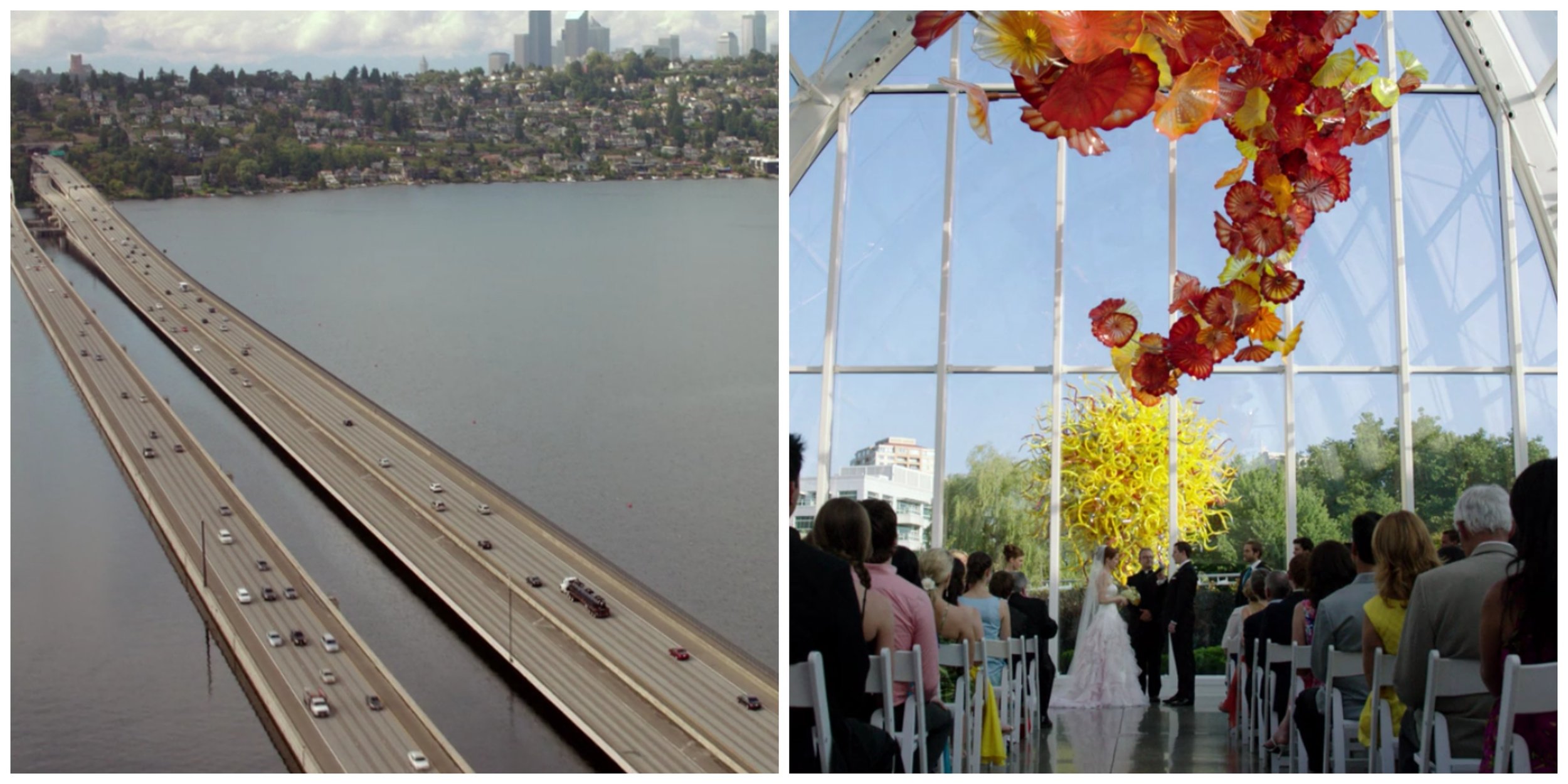 Left: I-90 Bridge, Right: Chihuly Garden and Glass