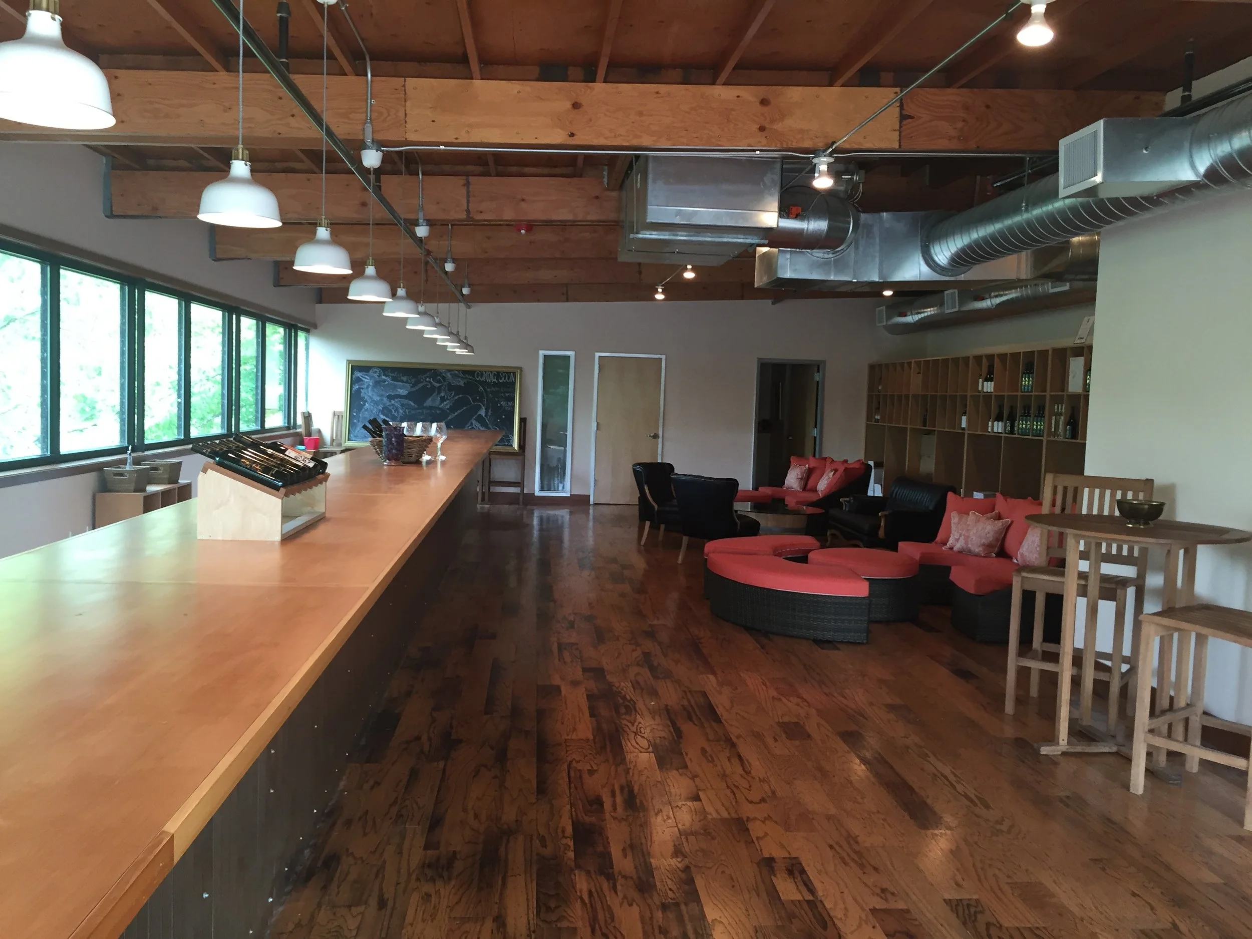 Nearly open: The upstairs tasting room at Almquist Family Vintners