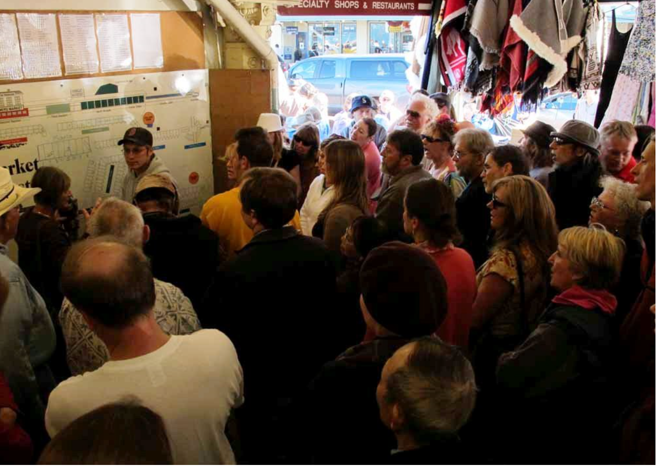 Roll call at the market.  Photo source
