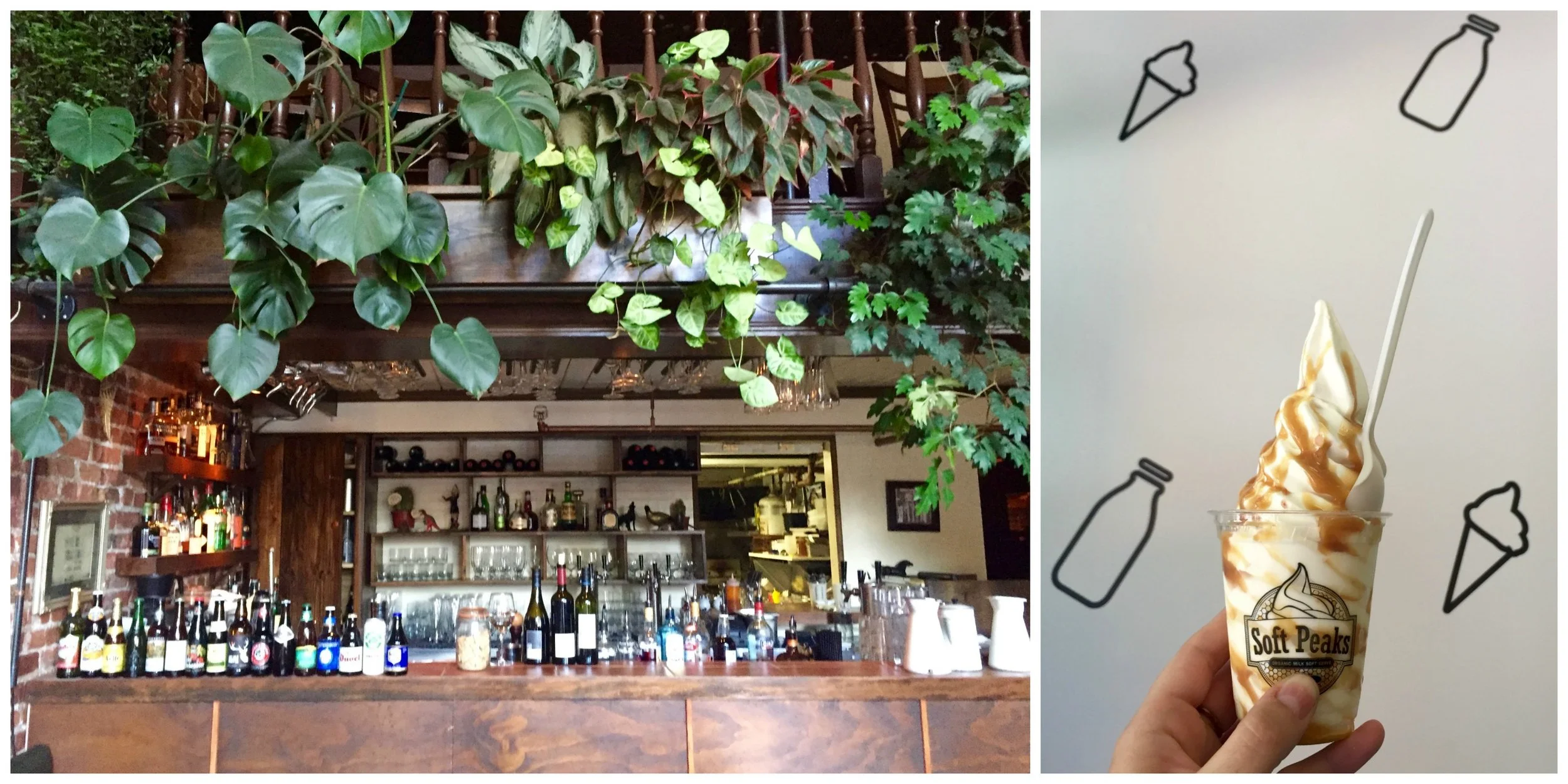 Left: Six Acres is a bar that welcomes you in,&nbsp;Right: Soft Peaks Salted Caramel soft serve