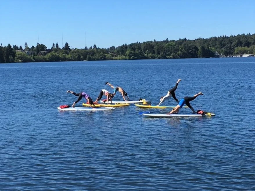 Yoga on the lake! Photo courtesy of SUP Yoga Seattle.