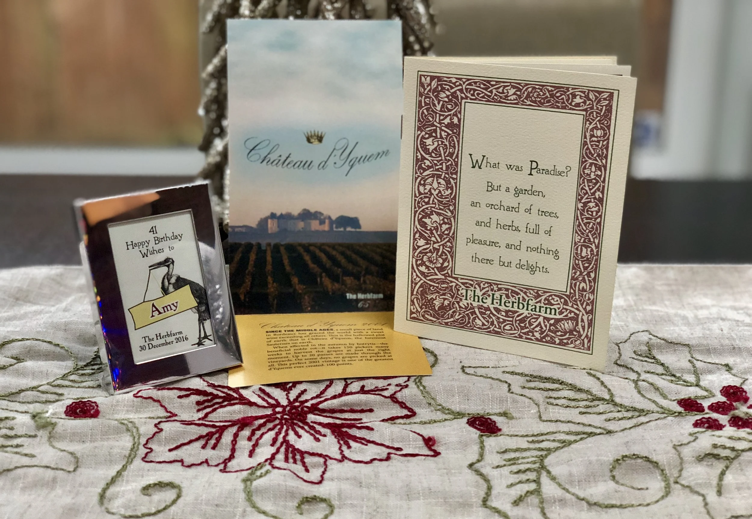 Menu and wine card. Photo by Amy Dickson
