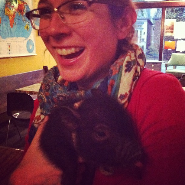 Lauren and Nico the pig circa 2012.