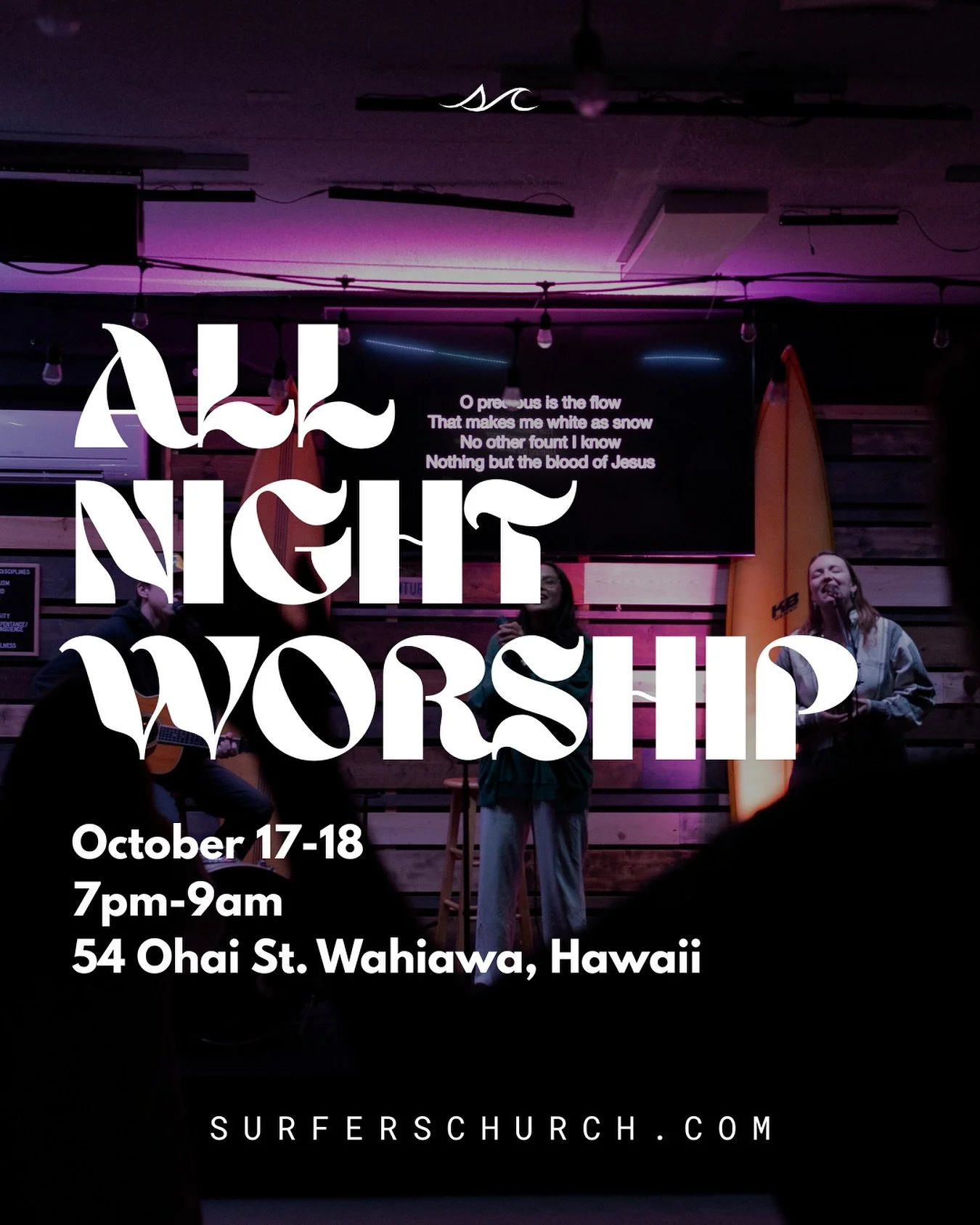MARK YOUR CALENDAR!!! All Night Worship is back and happening in just a few weeks. Join us October 17-18 for a night full of praise and worship. Come for an hour or stay all night, see you there!