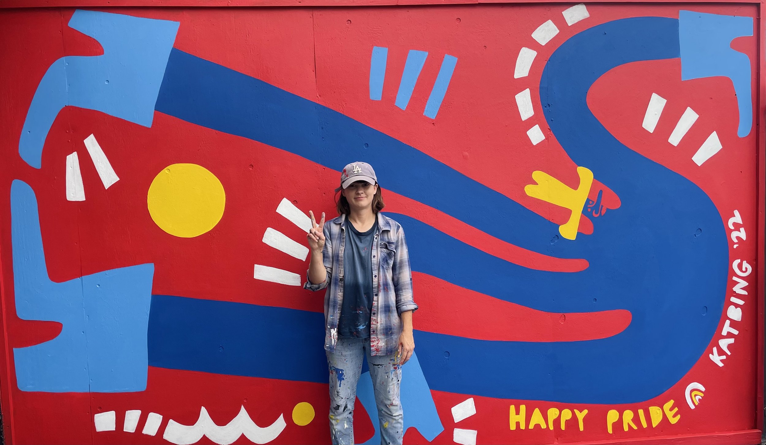 Katbing mural in Hollywood in Melrose Fame Yard for Pride Month 2022